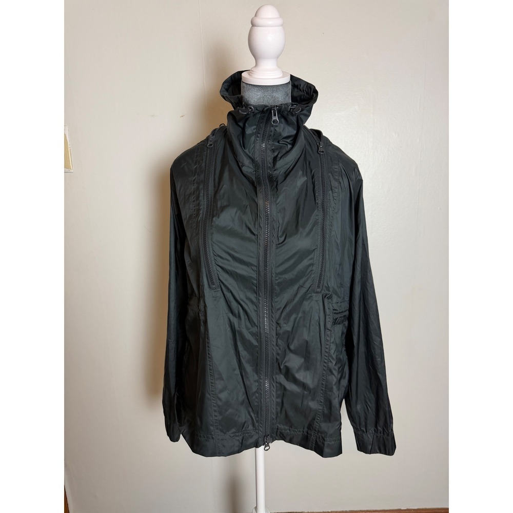 Adidas by Stella McCartney Black Multi-Zip Windbreaker Jacket Funnel Neck Hooded
